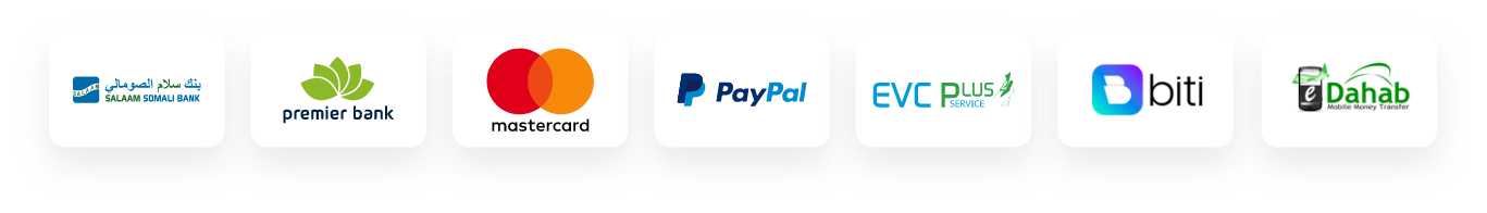 Cards and payment methods we accept